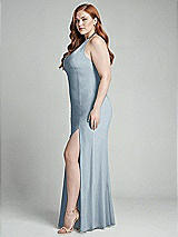 Alt View 2 Thumbnail - Mist High-Neck Halter Dress with Twist Criss Cross Back