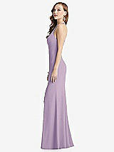 Side View Thumbnail - Pale Purple High-Neck Halter Dress with Twist Criss Cross Back