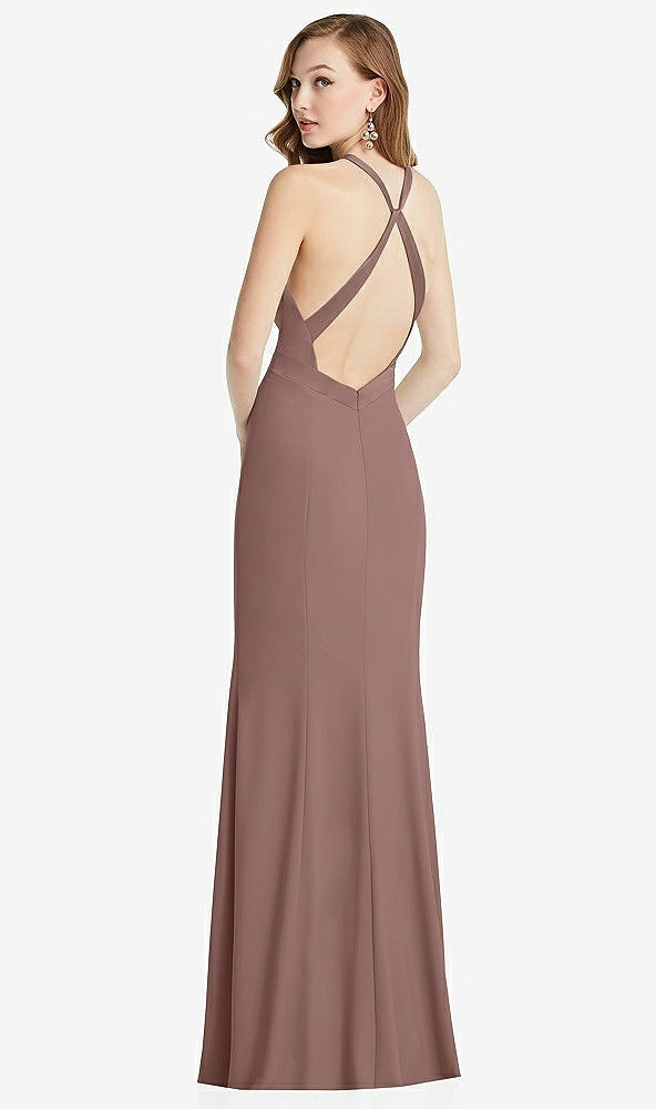 Front View - Sienna High-Neck Halter Dress with Twist Criss Cross Back