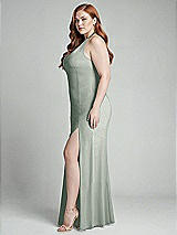 Alt View 2 Thumbnail - Willow Green High-Neck Halter Dress with Twist Criss Cross Back