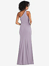 Rear View Thumbnail - Lilac Haze One-Shoulder Draped Cowl-Neck Maxi Dress