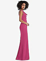 Side View Thumbnail - Tea Rose One-Shoulder Draped Cowl-Neck Maxi Dress