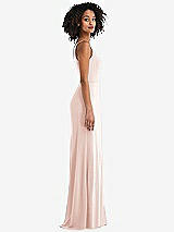 Alt View 2 Thumbnail - Blush Skinny One-Shoulder Trumpet Gown with Front Slit