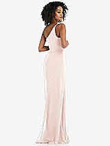 Alt View 3 Thumbnail - Blush Skinny One-Shoulder Trumpet Gown with Front Slit