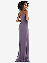 Alt View 3 Thumbnail - Lavender Skinny One-Shoulder Trumpet Gown with Front Slit