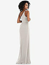 Alt View 3 Thumbnail - Oyster Skinny One-Shoulder Trumpet Gown with Front Slit