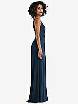 Alt View 2 Thumbnail - Sofia Blue Skinny One-Shoulder Trumpet Gown with Front Slit