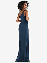 Alt View 3 Thumbnail - Sofia Blue Skinny One-Shoulder Trumpet Gown with Front Slit