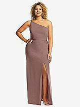 Front View Thumbnail - Sienna Skinny One-Shoulder Trumpet Gown with Front Slit
