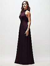 Side View Thumbnail - Deep Plum High Neck Halter Backless Maxi Dress