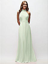 Front View Thumbnail - Mint Green High Neck Halter Backless Maxi Dress