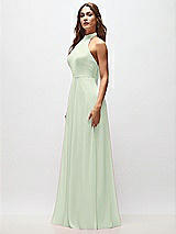 Side View Thumbnail - Mint Green High Neck Halter Backless Maxi Dress