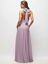Rear View Thumbnail - Suede Rose High Neck Halter Backless Maxi Dress