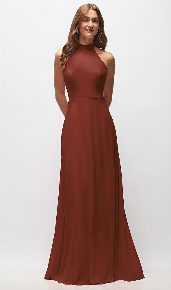 Front View - Auburn Moon High Neck Halter Backless Maxi Dress