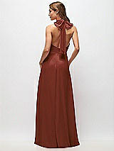 Rear View Thumbnail - Auburn Moon High Neck Halter Backless Maxi Dress