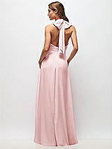 Rear View Thumbnail - Ballet Pink High Neck Halter Backless Maxi Dress