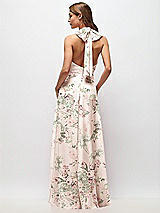 Rear View Thumbnail - Blush Garden High Neck Halter Backless Maxi Dress