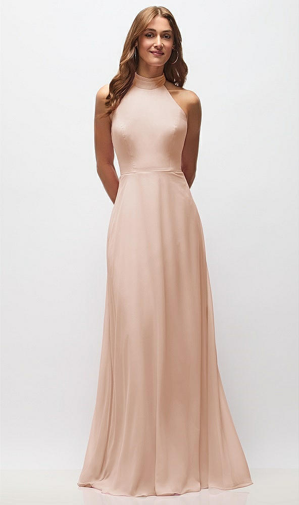 Front View - Cameo High Neck Halter Backless Maxi Dress