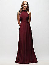 Front View Thumbnail - Cabernet High Neck Halter Backless Maxi Dress