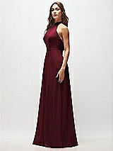 Side View Thumbnail - Cabernet High Neck Halter Backless Maxi Dress
