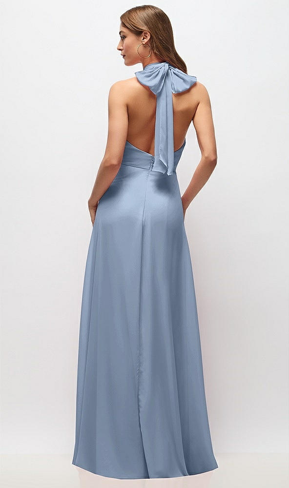 Back View - Cloudy High Neck Halter Backless Maxi Dress