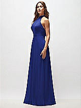 Side View Thumbnail - Cobalt Blue High Neck Halter Backless Maxi Dress