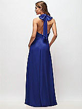 Rear View Thumbnail - Cobalt Blue High Neck Halter Backless Maxi Dress