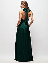 Rear View Thumbnail - Evergreen High Neck Halter Backless Maxi Dress