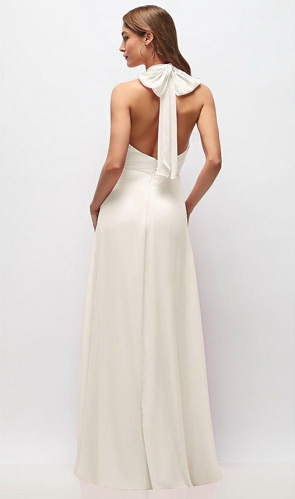 Back View - Ivory High Neck Halter Backless Maxi Dress