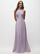 Front View Thumbnail - Lilac Haze High Neck Halter Backless Maxi Dress