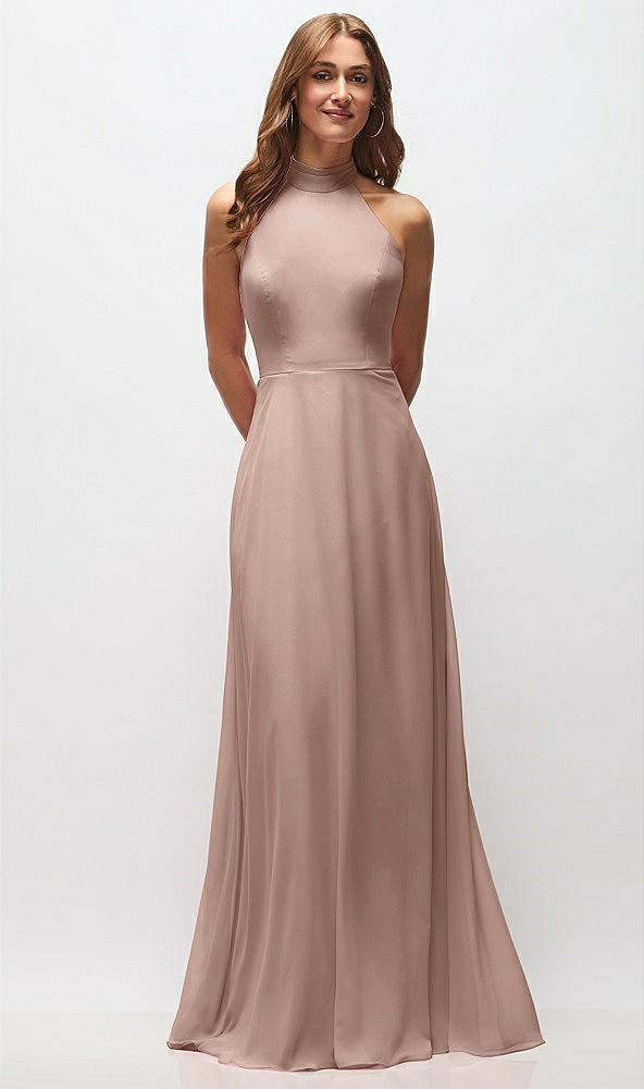 Front View - Neu Nude High Neck Halter Backless Maxi Dress