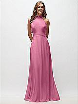 Front View Thumbnail - Orchid Pink High Neck Halter Backless Maxi Dress