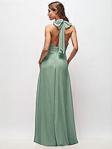 Rear View Thumbnail - Seagrass High Neck Halter Backless Maxi Dress