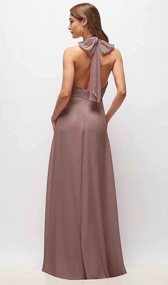 Back View - Sienna High Neck Halter Backless Maxi Dress