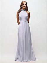 Front View Thumbnail - Silver Dove High Neck Halter Backless Maxi Dress