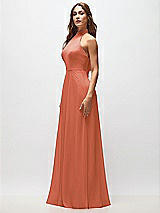 Side View Thumbnail - Terracotta Copper High Neck Halter Backless Maxi Dress