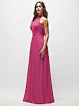 Side View Thumbnail - Tea Rose High Neck Halter Backless Maxi Dress