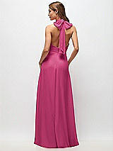 Rear View Thumbnail - Tea Rose High Neck Halter Backless Maxi Dress