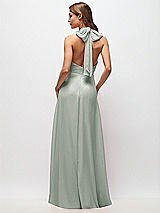 Rear View Thumbnail - Willow Green High Neck Halter Backless Maxi Dress
