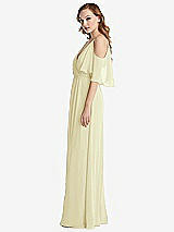 Side View Thumbnail - Butter Yellow Convertible Cold-Shoulder Draped Wrap Maxi Dress