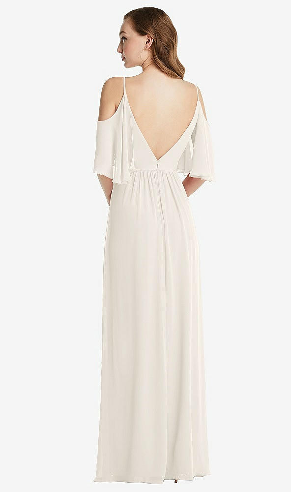 Back View - Ivory Convertible Cold-Shoulder Draped Wrap Maxi Dress