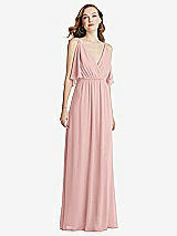 Alt View 3 Thumbnail - Rose Convertible Cold-Shoulder Draped Wrap Maxi Dress