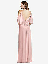 Rear View Thumbnail - Rose Convertible Cold-Shoulder Draped Wrap Maxi Dress