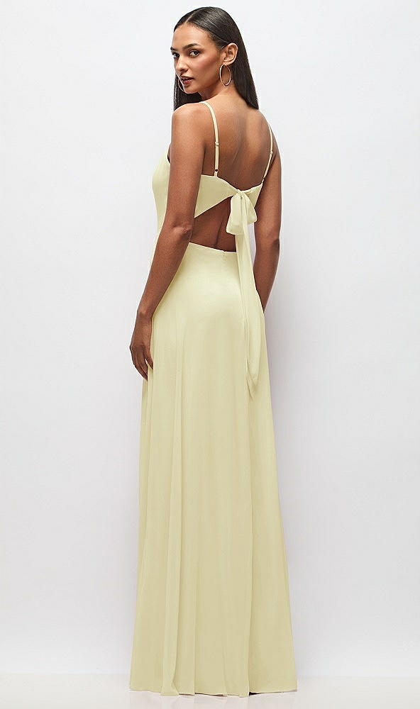 Back View - Butter Yellow Tie-Back Cutout Maxi Dress with Front Slit