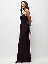 Side View Thumbnail - Deep Plum Tie-Back Cutout Maxi Dress with Front Slit