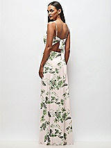 Rear View Thumbnail - Palm Beach Print Tie-Back Cutout Maxi Dress with Front Slit