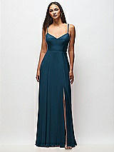 Front View Thumbnail - Atlantic Blue Tie-Back Cutout Maxi Dress with Front Slit