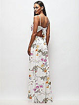 Rear View Thumbnail - Butterfly Botanica Ivory Tie-Back Cutout Maxi Dress with Front Slit