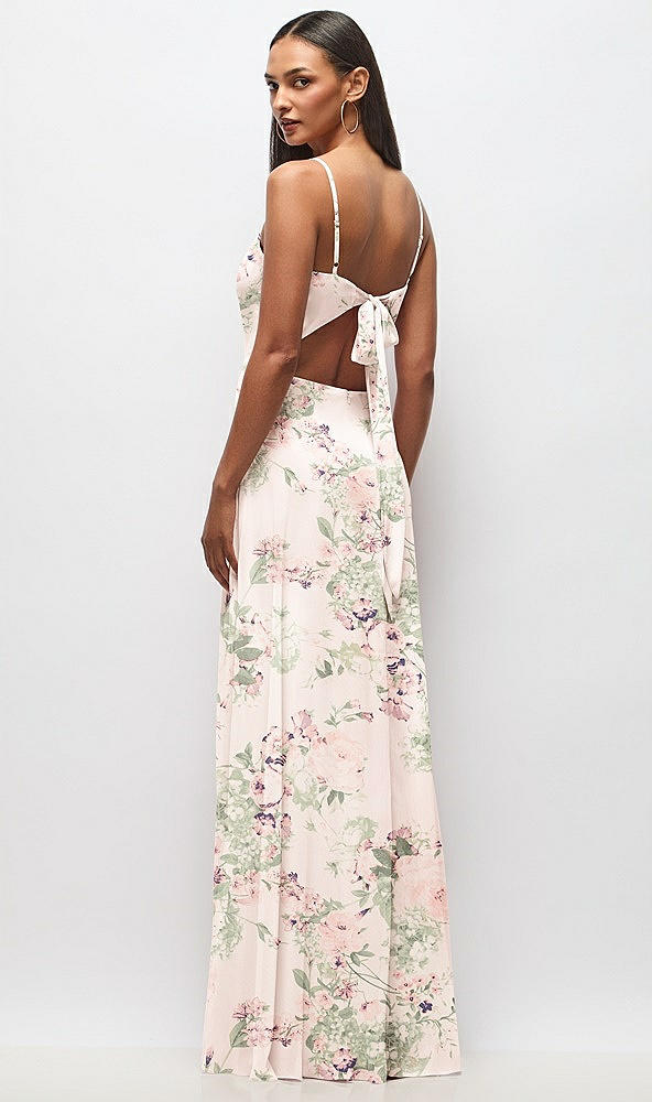 Back View - Blush Garden Tie-Back Cutout Maxi Dress with Front Slit