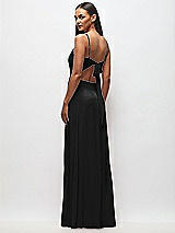 Rear View Thumbnail - Black Tie-Back Cutout Maxi Dress with Front Slit